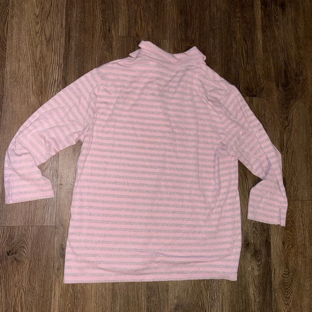 Pink and sparkly grey striped long sleeve polo shirt - Picture 3 of 7